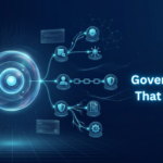 Building an AI governance framework that actually holds up — banner showing connected AI system nodes for governance, compliance, and security
